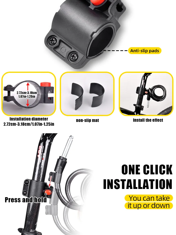 ETOOK Bike Horseshoe Lock Anti-Theft Bike Hardened Steel Pipe Lock Portable High Safety Road Mountain Durable Bicycle Lock