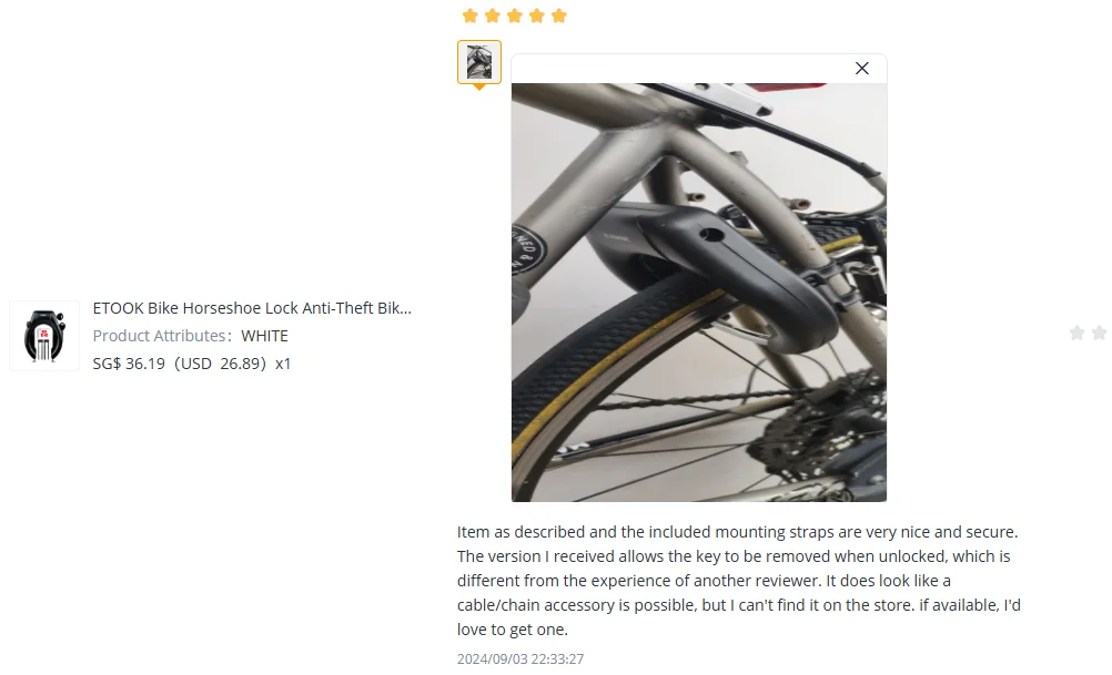 ETOOK Bike Horseshoe Lock Anti-Theft Bike Hardened Steel Pipe Lock Portable High Safety Road Mountain Durable Bicycle Lock