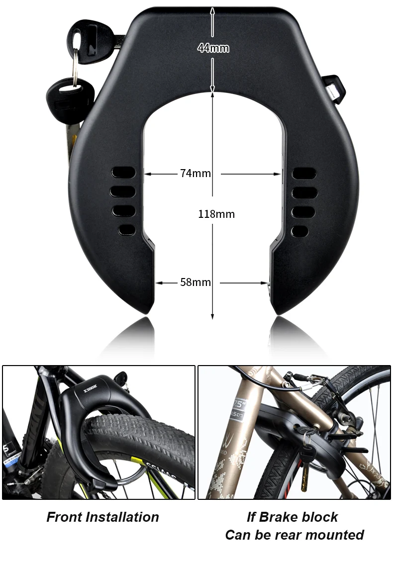 ETOOK Bike Horseshoe Lock Anti-Theft Bike Hardened Steel Pipe Lock Portable High Safety Road Mountain Durable Bicycle Lock