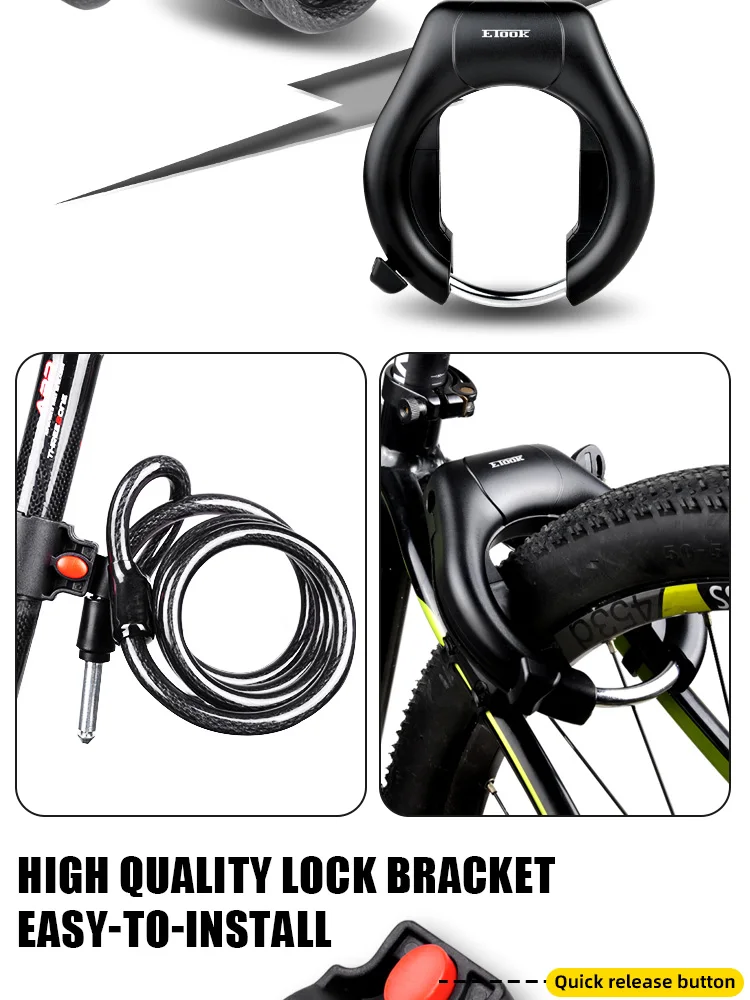 ETOOK Bike Horseshoe Lock Anti-Theft Bike Hardened Steel Pipe Lock Portable High Safety Road Mountain Durable Bicycle Lock