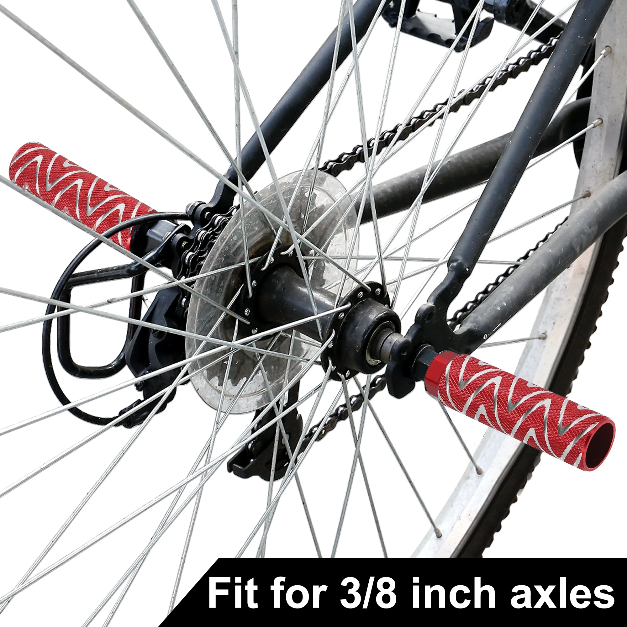 X Autohaux 1 Pair Axle Rear Foot Pegs Footpegs Universal Aluminum Alloy Foot Rests for BMX MTB Bike Bicycle Pedals 3/8"