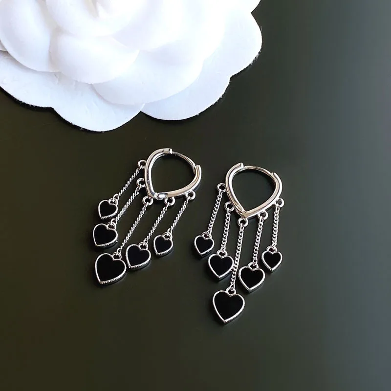 925 Sterling Silver Earrings Charm Women Trendy Jewelry Vintage Simple Retro Party Accessories Gifts Heart Gold Earring