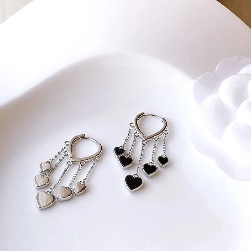 925 Sterling Silver Earrings Charm Women Trendy Jewelry Vintage Simple Retro Party Accessories Gifts Heart Gold Earring