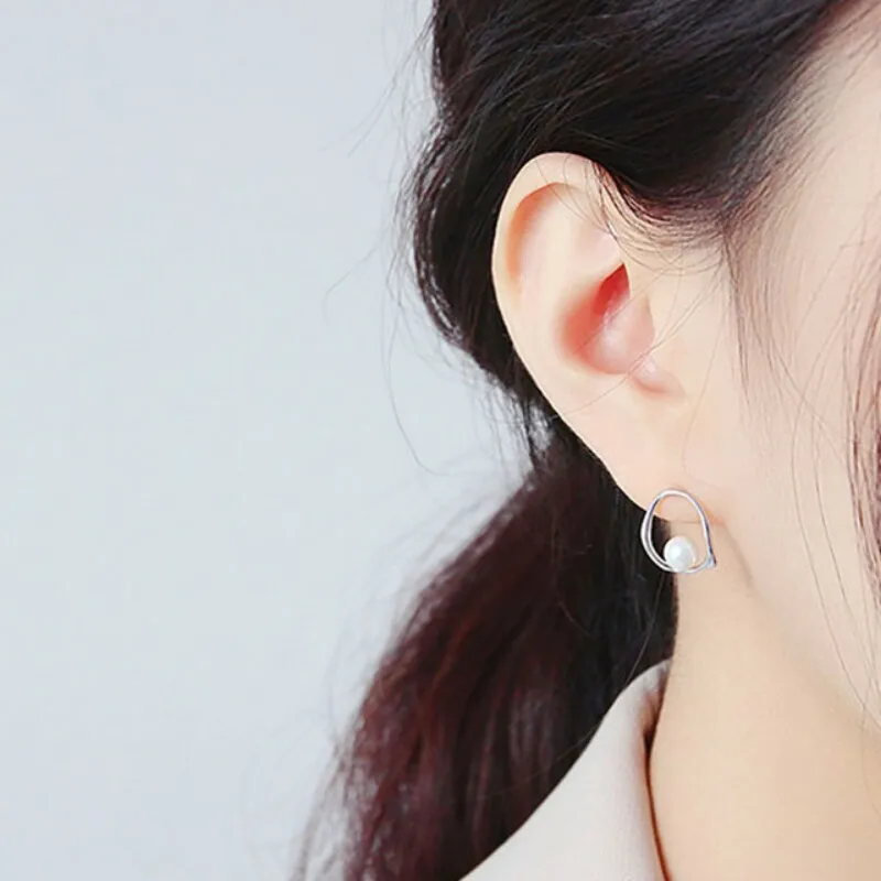 925 Sterling Silver Earrings Charm Women Trendy Jewelry Vintage Simple Retro Party Accessories Gifts Heart Gold Earring