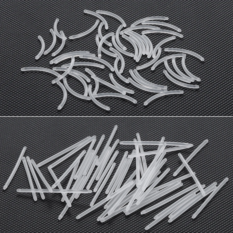 50Pcs/lot 14G Bioplast Straight Bar Parts 6mm-38mm Post Curved Barbell Nipple Tongue Eyebrow Piercings Replacement Accessories