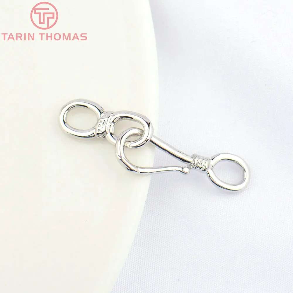 (3298)10 Sets 22x4.5MM 27x5.5MM 24K Gold Color Plated Brass Necklace Clasps Connector High Quality Diy Jewelry Accessories