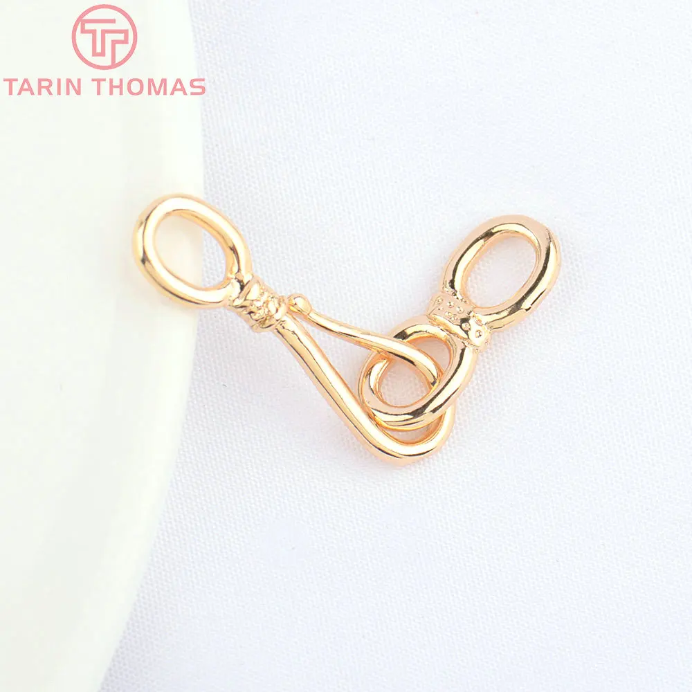 (3298)10 Sets 22x4.5MM 27x5.5MM 24K Gold Color Plated Brass Necklace Clasps Connector High Quality Diy Jewelry Accessories