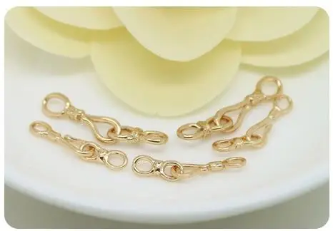 (3298)10 Sets 22x4.5MM 27x5.5MM 24K Gold Color Plated Brass Necklace Clasps Connector High Quality Diy Jewelry Accessories
