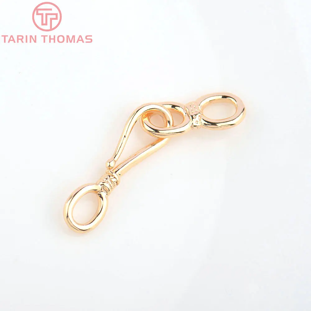 (3298)10 Sets 22x4.5MM 27x5.5MM 24K Gold Color Plated Brass Necklace Clasps Connector High Quality Diy Jewelry Accessories