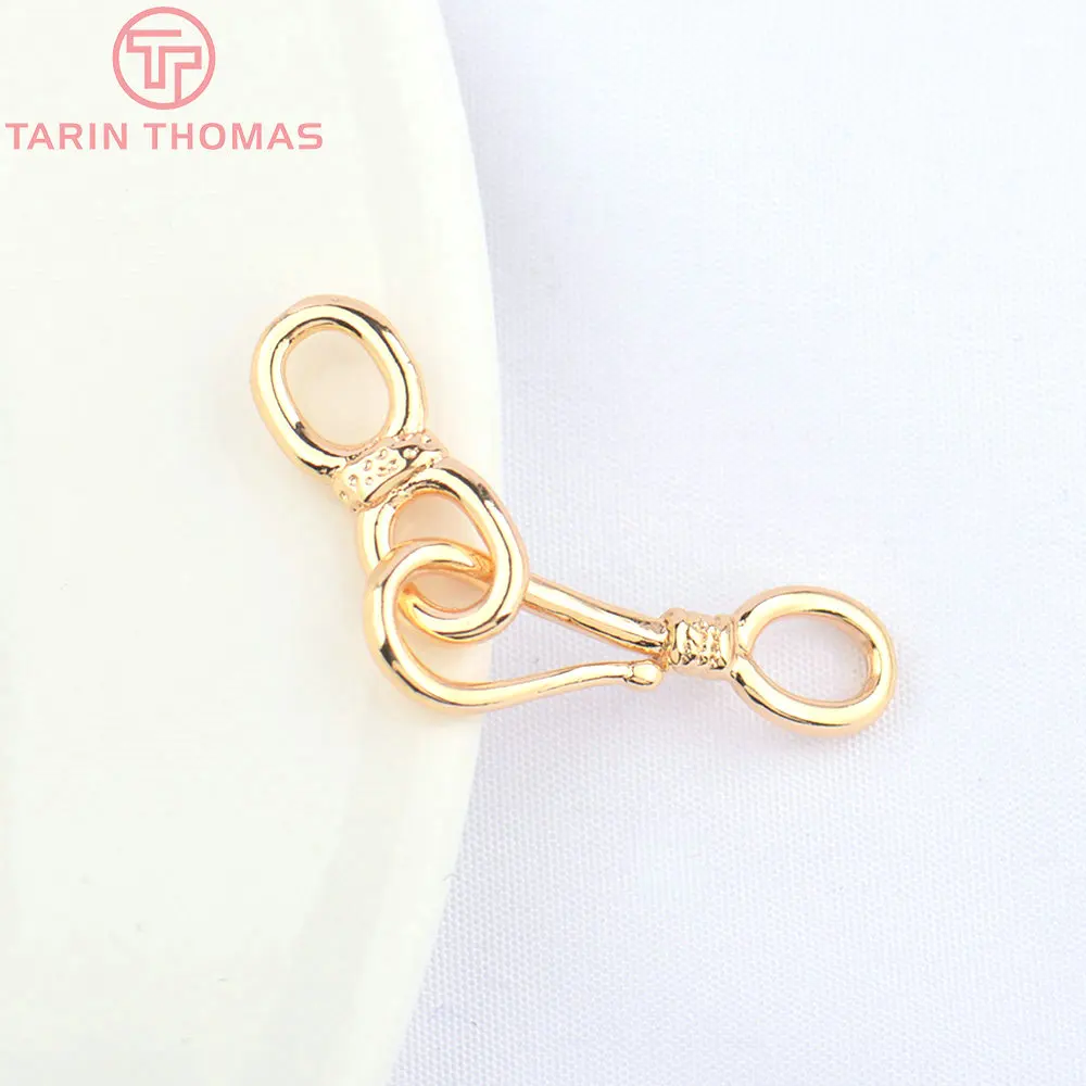 (3298)10 Sets 22x4.5MM 27x5.5MM 24K Gold Color Plated Brass Necklace Clasps Connector High Quality Diy Jewelry Accessories