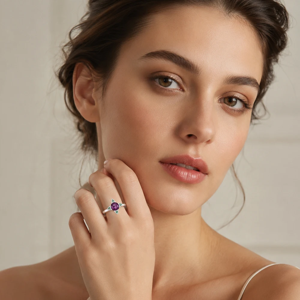 Paradisiacal Ring Colourful Stones,Europe Style Fine Jewerly For Women Summer Brand New Flower Gift In 925 Sterling Silver
