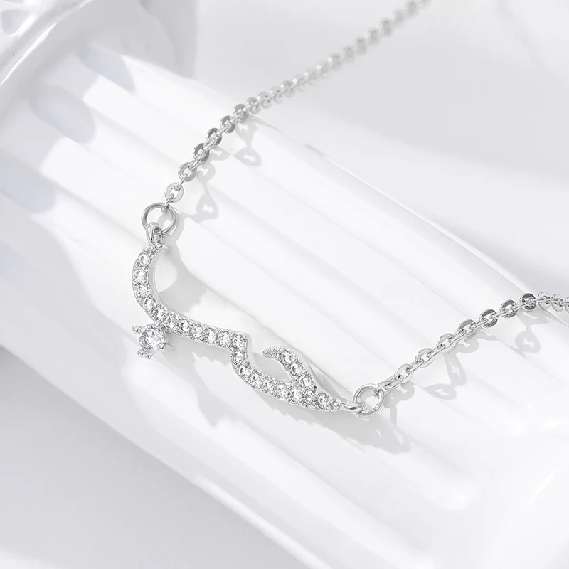 Luxury Shiny Crystal Arabic Love Pendant Necklace For Women Stainless Steel Chain Fashion Vintage Necklace Jewelry Couple Gifts