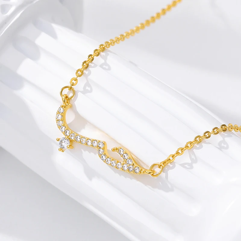 Luxury Shiny Crystal Arabic Love Pendant Necklace For Women Stainless Steel Chain Fashion Vintage Necklace Jewelry Couple Gifts