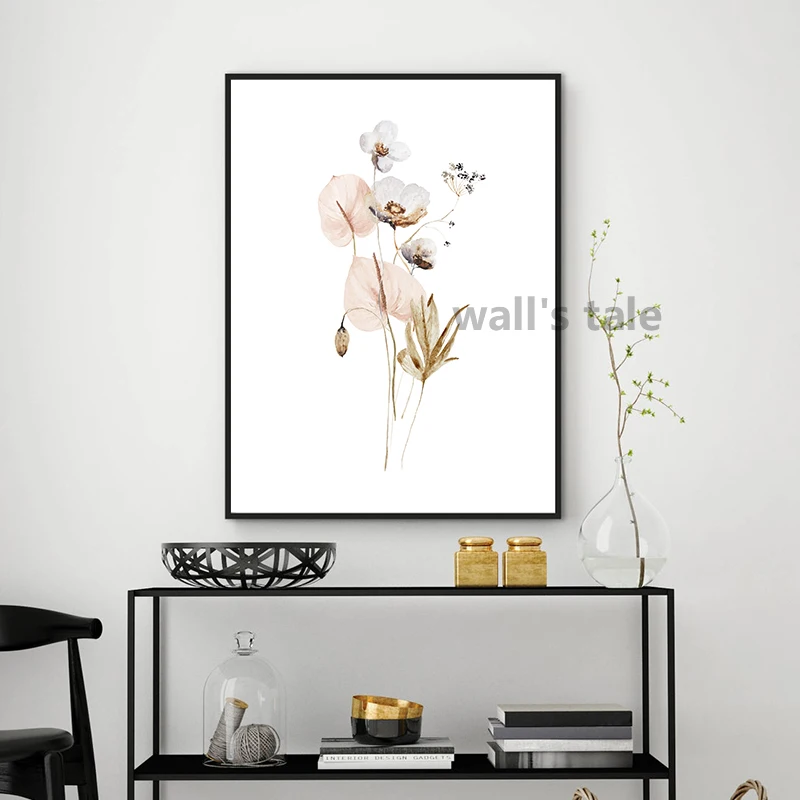 Floral Bouquet Watercolor Art Painting Japanese Ikebana Flowers Wall Pictures Minimalist Poster Canvas Print Bedroom Home Decor