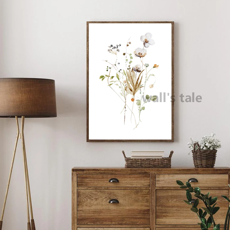 Floral Bouquet Watercolor Art Painting Japanese Ikebana Flowers Wall Pictures Minimalist Poster Canvas Print Bedroom Home Decor