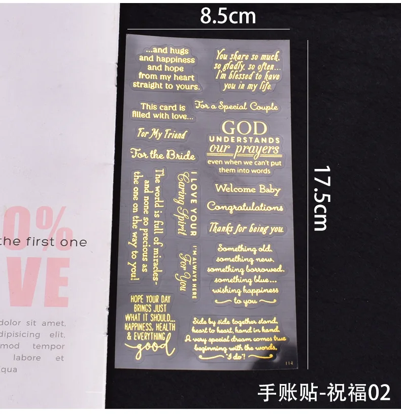 4pc Gold UV Resin Stickers Filling Material Phrases Blessings Stickers Decorative Sticker DIY Epoxy Resin Jewelry Making