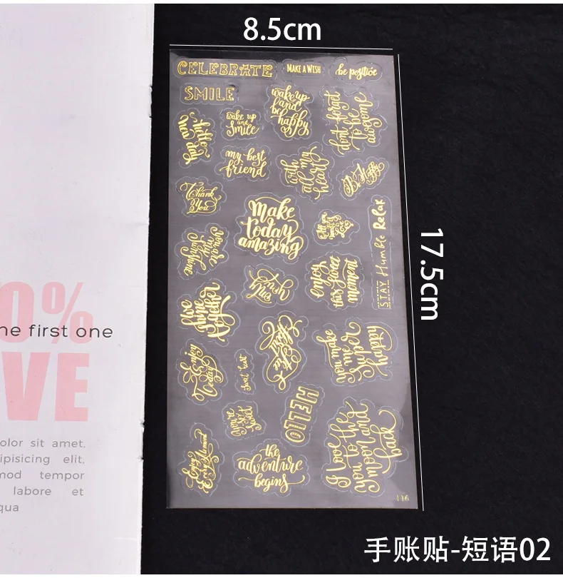 4pc Gold UV Resin Stickers Filling Material Phrases Blessings Stickers Decorative Sticker DIY Epoxy Resin Jewelry Making