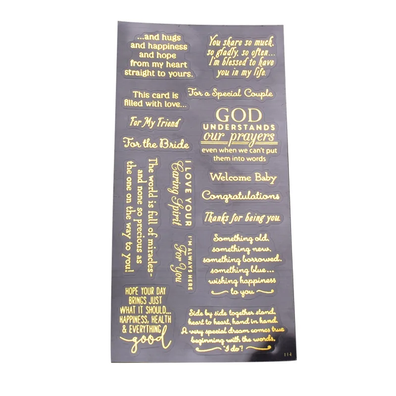 4pc Gold UV Resin Stickers Filling Material Phrases Blessings Stickers Decorative Sticker DIY Epoxy Resin Jewelry Making