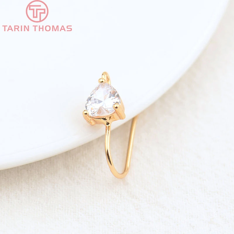(2503) Height 17MM 24K Champagne Gold Color Plated Brass with Zircon Earrings Hook High Quality Diy Jewelry Accessories