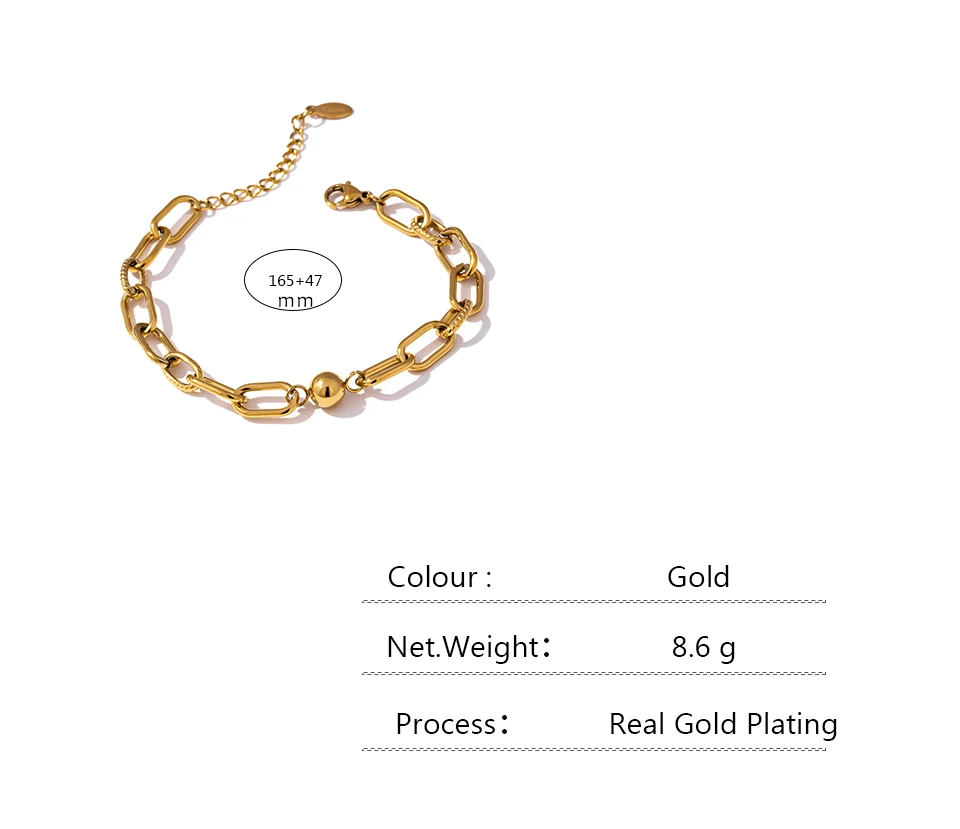 Yhpup New Stainless Steel Golden Bracelet Jewelry Charm Metal Texture 14 K Plated Geometric Wrist for Women Bijoux Accessories