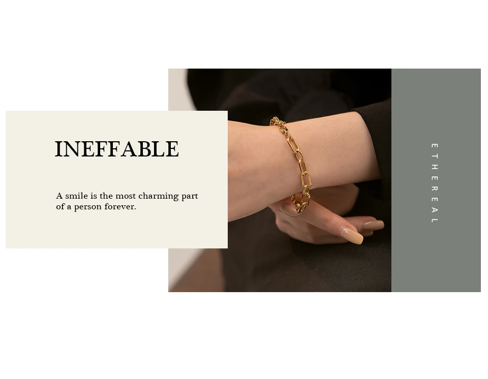 Yhpup New Stainless Steel Golden Bracelet Jewelry Charm Metal Texture 14 K Plated Geometric Wrist for Women Bijoux Accessories
