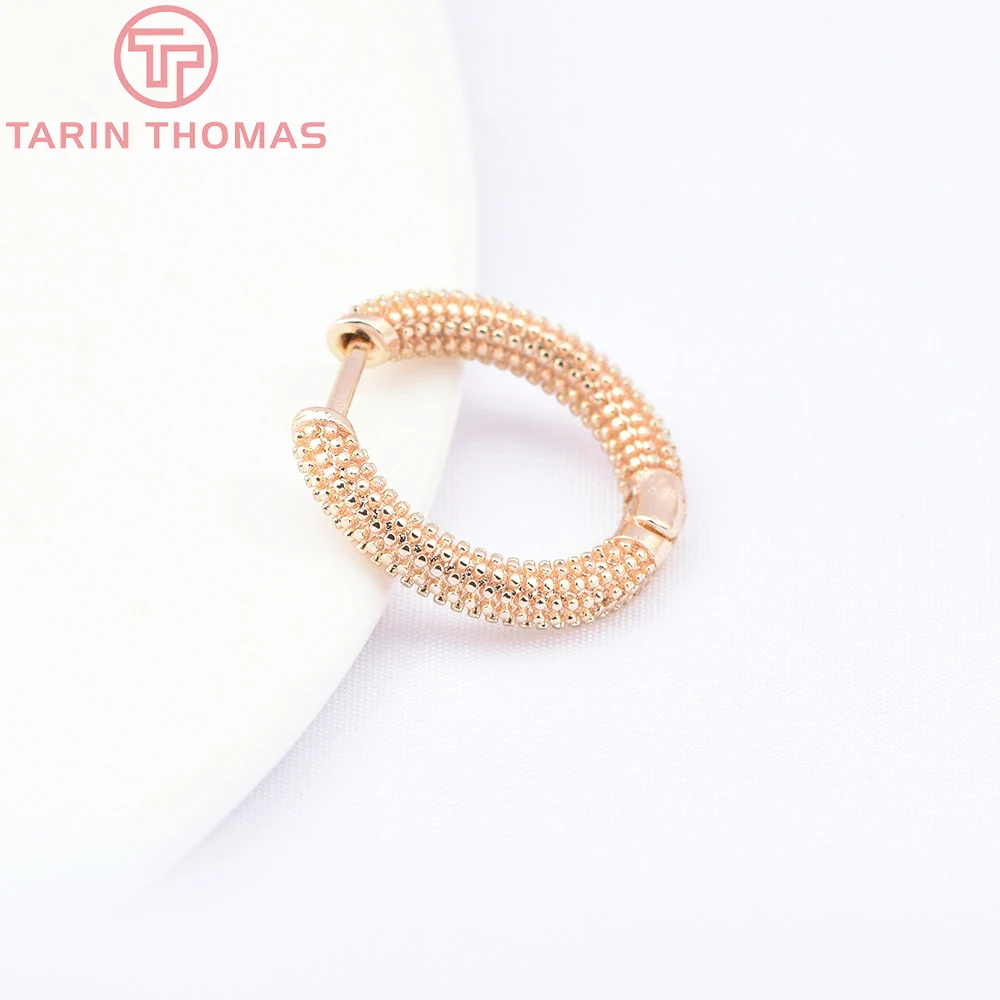 (8828) 6PCS 18x17MM 24K Gold Color Brass Round Earrings Clasp Earrings Hoop High Quality DIY Jewelry Making Findings Accessories