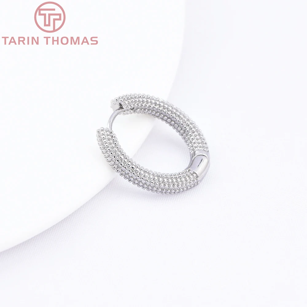 (8828) 6PCS 18x17MM 24K Gold Color Brass Round Earrings Clasp Earrings Hoop High Quality DIY Jewelry Making Findings Accessories