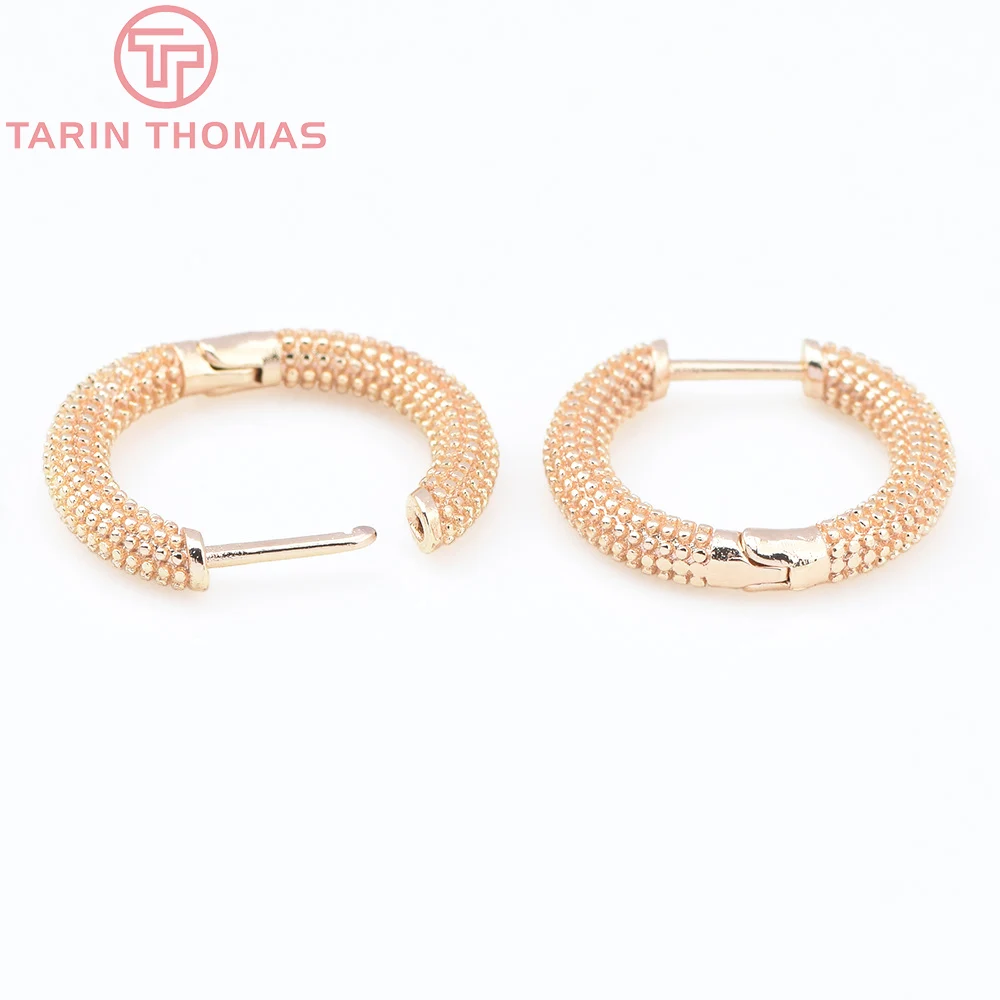 (8828) 6PCS 18x17MM 24K Gold Color Brass Round Earrings Clasp Earrings Hoop High Quality DIY Jewelry Making Findings Accessories