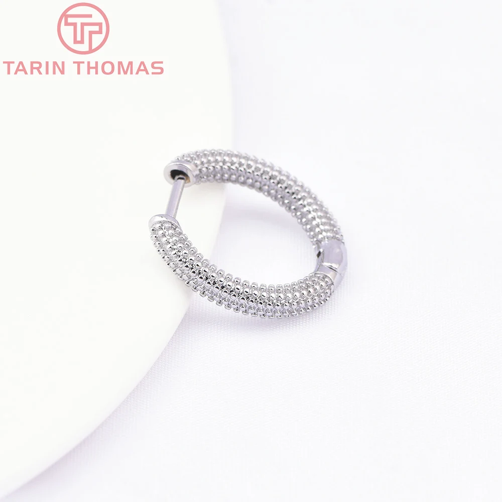 (8828) 6PCS 18x17MM 24K Gold Color Brass Round Earrings Clasp Earrings Hoop High Quality DIY Jewelry Making Findings Accessories