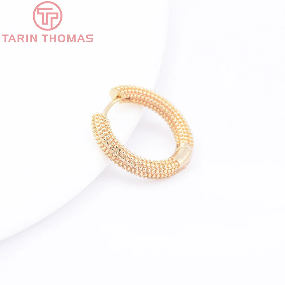(8828) 6PCS 18x17MM 24K Gold Color Brass Round Earrings Clasp Earrings Hoop High Quality DIY Jewelry Making Findings Accessories