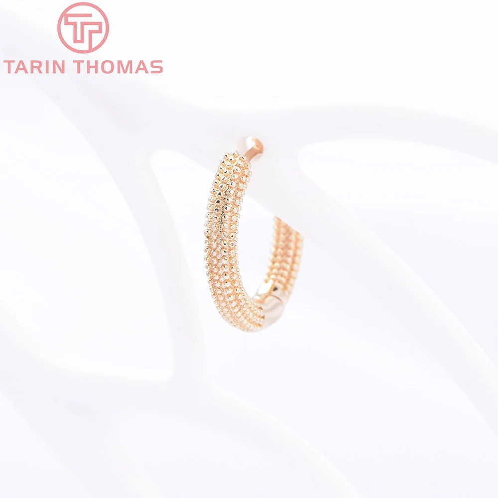 (8828) 6PCS 18x17MM 24K Gold Color Brass Round Earrings Clasp Earrings Hoop High Quality DIY Jewelry Making Findings Accessories