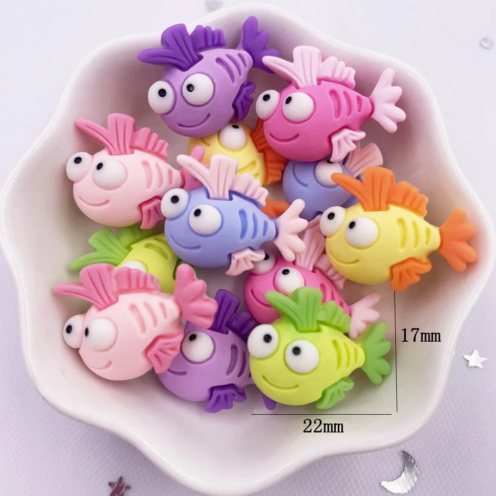 10pcs Colorful Resin Fish Crab Seahorse Squid Styles Ocean Animal Flatback Cabochon Scrapbook Craft DIY Accessory Decor Figurine