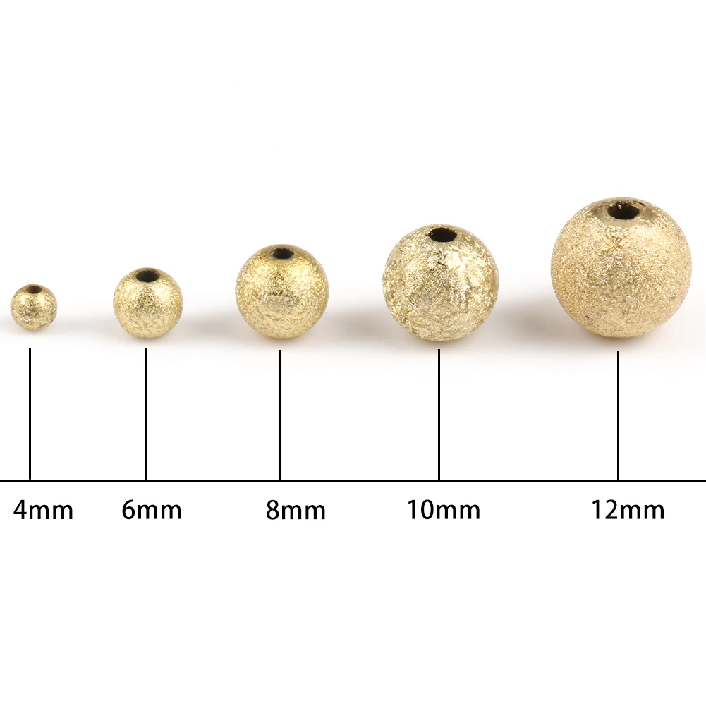 50/100/200/500pcs 4 6 8 10 12mm Gold Color Round Acrylic Spacer Beads Frosted Ball End Seed Beads For Bracelet Jewelry Making