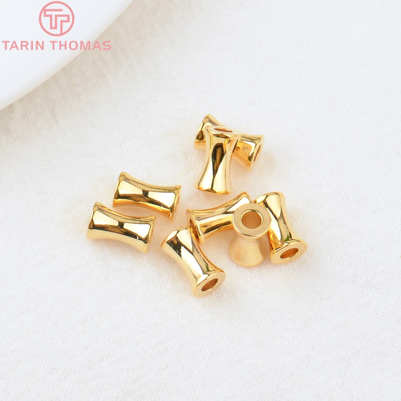 (3495)20PCS 5x8MM Hole 2.4MM 24K Gold Color Plated Brass Cylindrical Spacer Beads Bracelet Beads High Quality Jewelry Accessorie