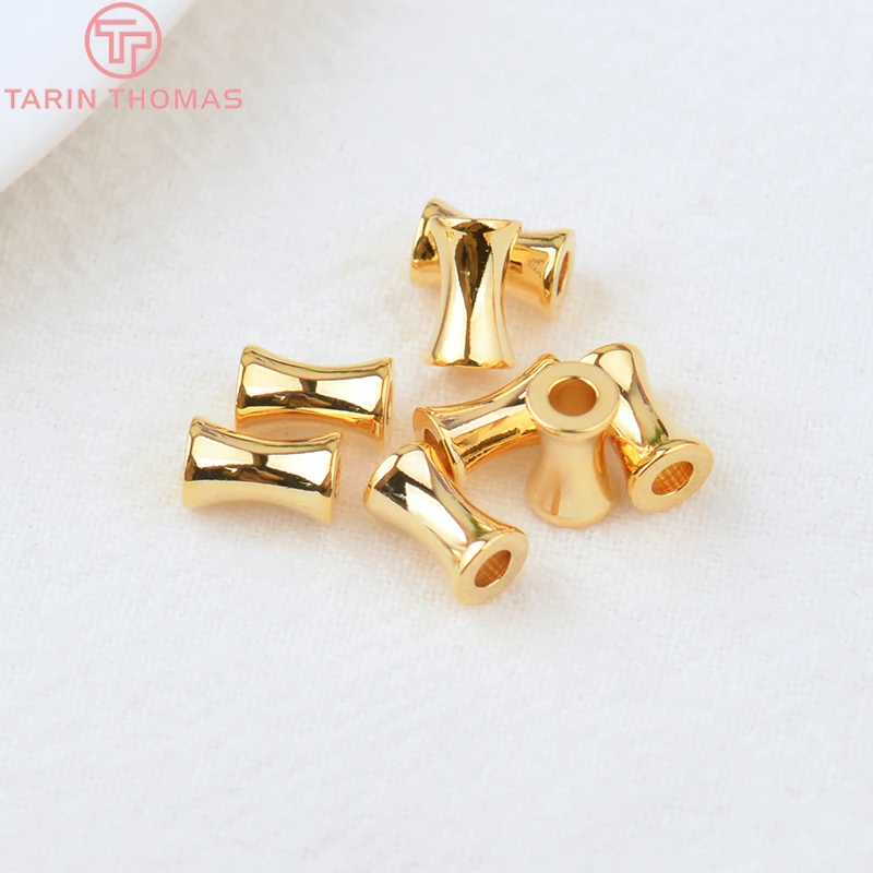 (3495)20PCS 5x8MM Hole 2.4MM 24K Gold Color Plated Brass Cylindrical Spacer Beads Bracelet Beads High Quality Jewelry Accessorie