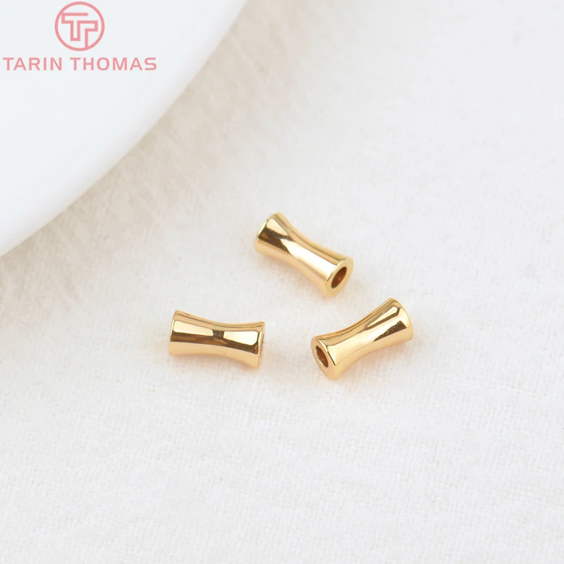 (3495)20PCS 5x8MM Hole 2.4MM 24K Gold Color Plated Brass Cylindrical Spacer Beads Bracelet Beads High Quality Jewelry Accessorie