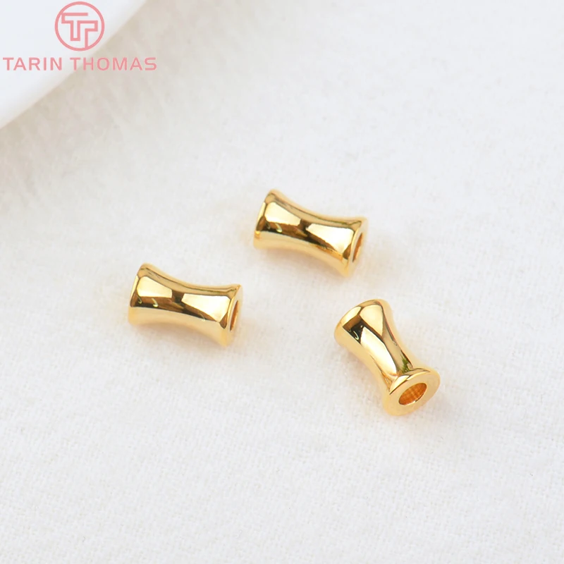 (3495)20PCS 5x8MM Hole 2.4MM 24K Gold Color Plated Brass Cylindrical Spacer Beads Bracelet Beads High Quality Jewelry Accessorie