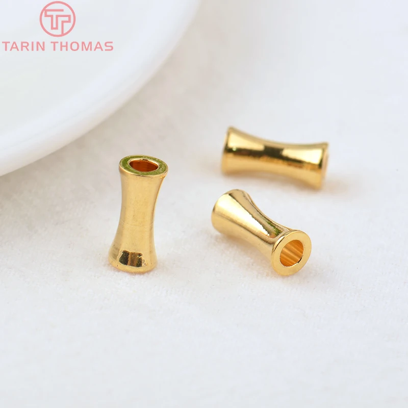 (3495)20PCS 5x8MM Hole 2.4MM 24K Gold Color Plated Brass Cylindrical Spacer Beads Bracelet Beads High Quality Jewelry Accessorie