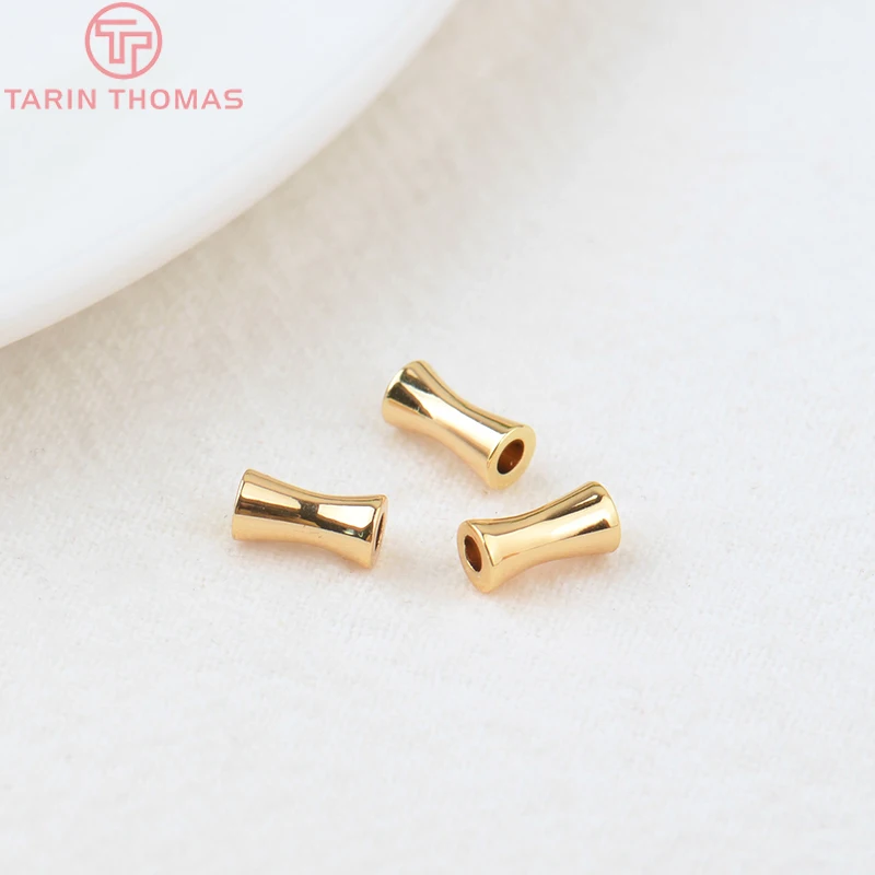 (3495)20PCS 5x8MM Hole 2.4MM 24K Gold Color Plated Brass Cylindrical Spacer Beads Bracelet Beads High Quality Jewelry Accessorie
