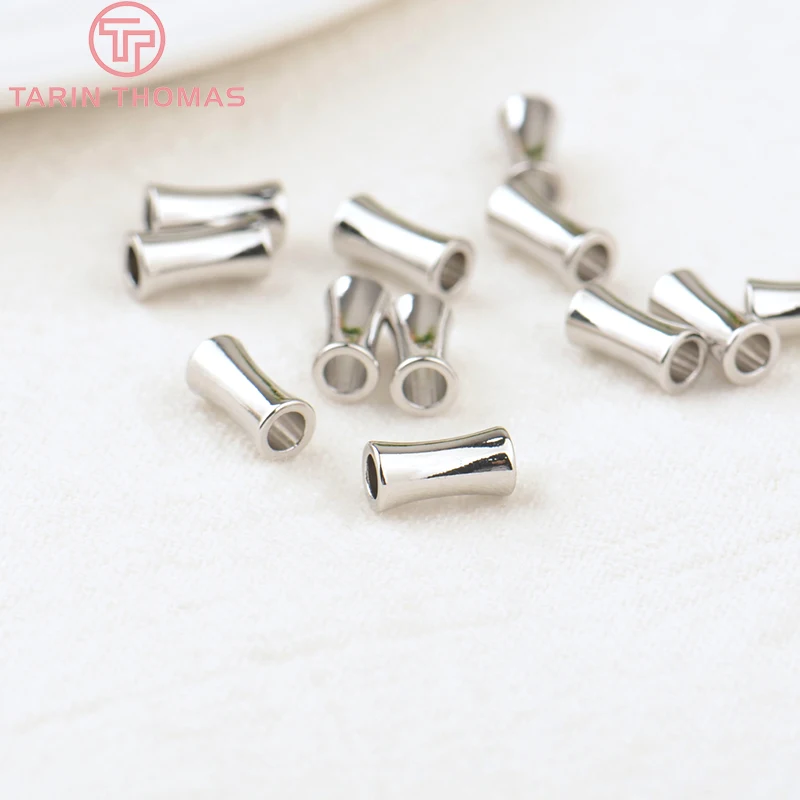 (3495)20PCS 5x8MM Hole 2.4MM 24K Gold Color Plated Brass Cylindrical Spacer Beads Bracelet Beads High Quality Jewelry Accessorie