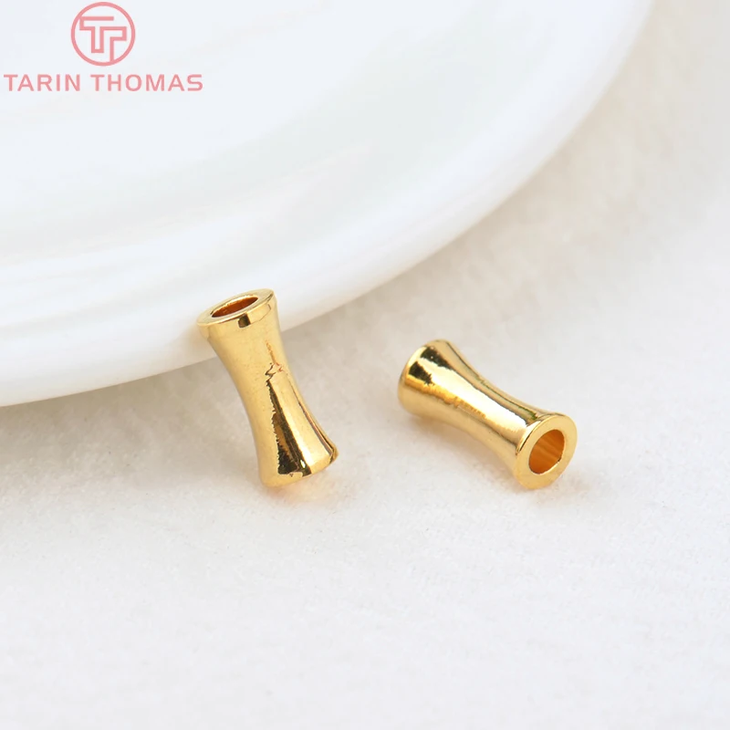 (3495)20PCS 5x8MM Hole 2.4MM 24K Gold Color Plated Brass Cylindrical Spacer Beads Bracelet Beads High Quality Jewelry Accessorie