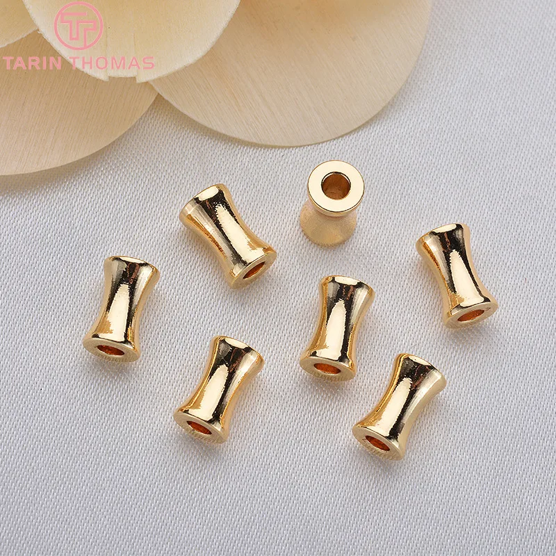 (3495)20PCS 5x8MM Hole 2.4MM 24K Gold Color Plated Brass Cylindrical Spacer Beads Bracelet Beads High Quality Jewelry Accessorie