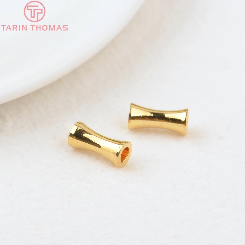 (3495)20PCS 5x8MM Hole 2.4MM 24K Gold Color Plated Brass Cylindrical Spacer Beads Bracelet Beads High Quality Jewelry Accessorie