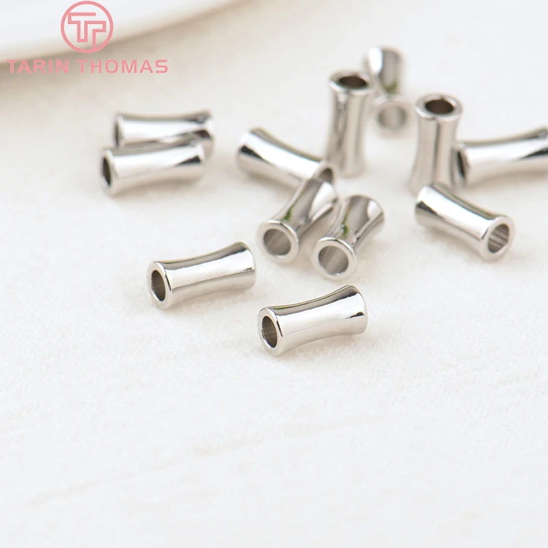 (3495)20PCS 5x8MM Hole 2.4MM 24K Gold Color Plated Brass Cylindrical Spacer Beads Bracelet Beads High Quality Jewelry Accessorie