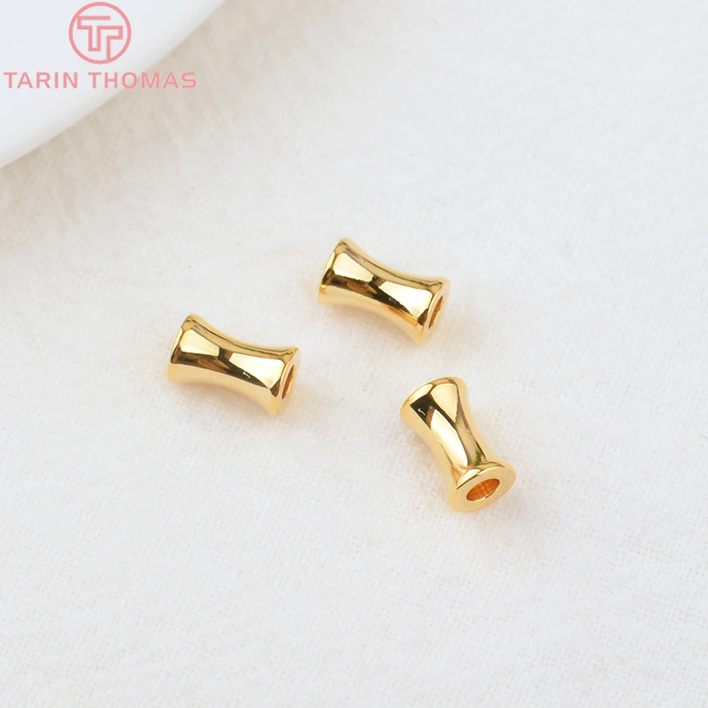 (3495)20PCS 5x8MM Hole 2.4MM 24K Gold Color Plated Brass Cylindrical Spacer Beads Bracelet Beads High Quality Jewelry Accessorie
