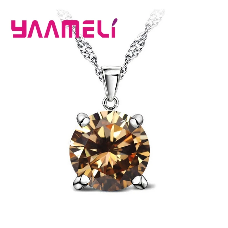 Cost Sale Nice 925 Sterling Silver Necklace Women Wedding Jewelry 6 Claw Cubic Zircon Pendant Engagement Accessories