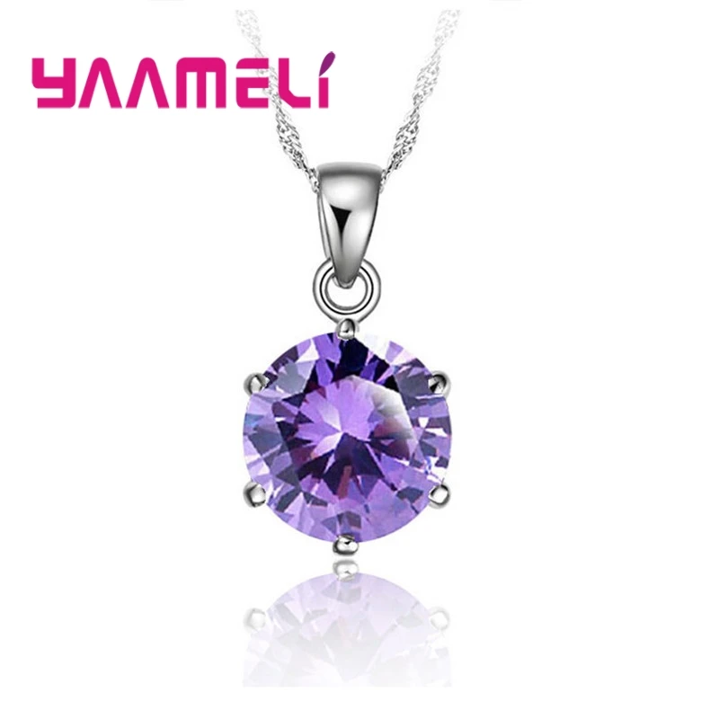 Cost Sale Nice 925 Sterling Silver Necklace Women Wedding Jewelry 6 Claw Cubic Zircon Pendant Engagement Accessories