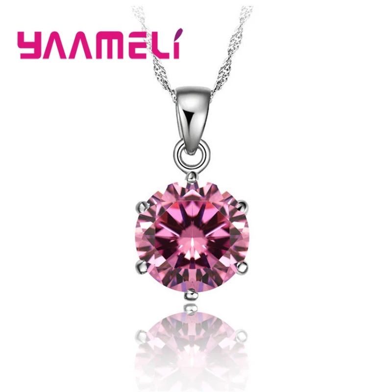 Cost Sale Nice 925 Sterling Silver Necklace Women Wedding Jewelry 6 Claw Cubic Zircon Pendant Engagement Accessories