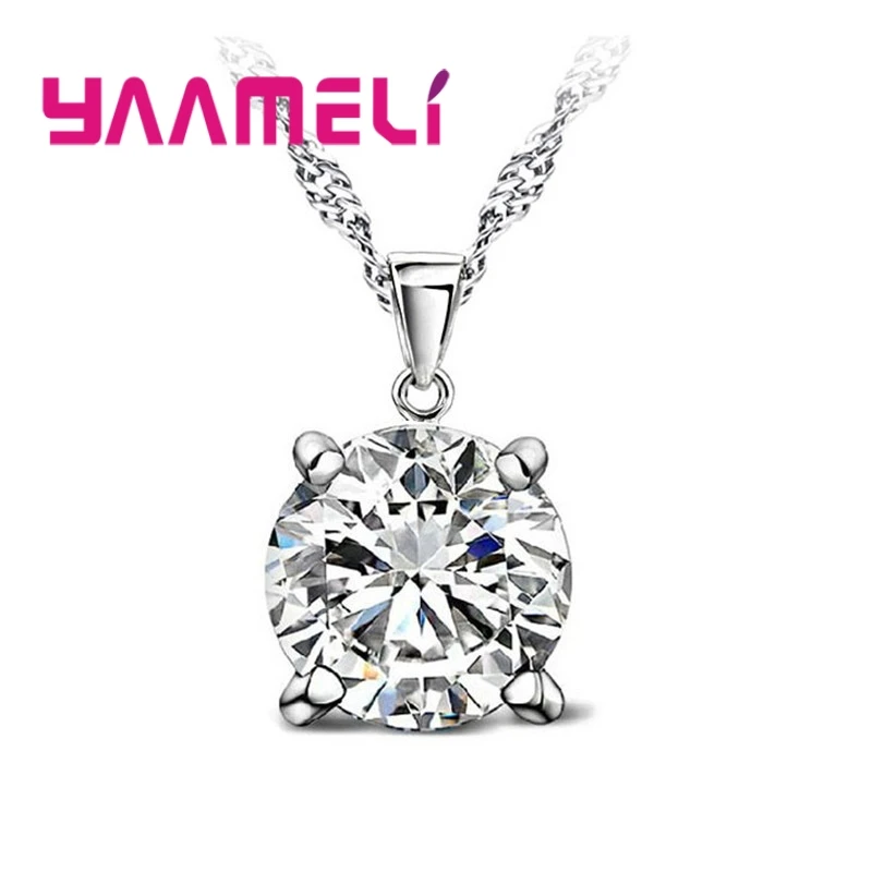 Cost Sale Nice 925 Sterling Silver Necklace Women Wedding Jewelry 6 Claw Cubic Zircon Pendant Engagement Accessories