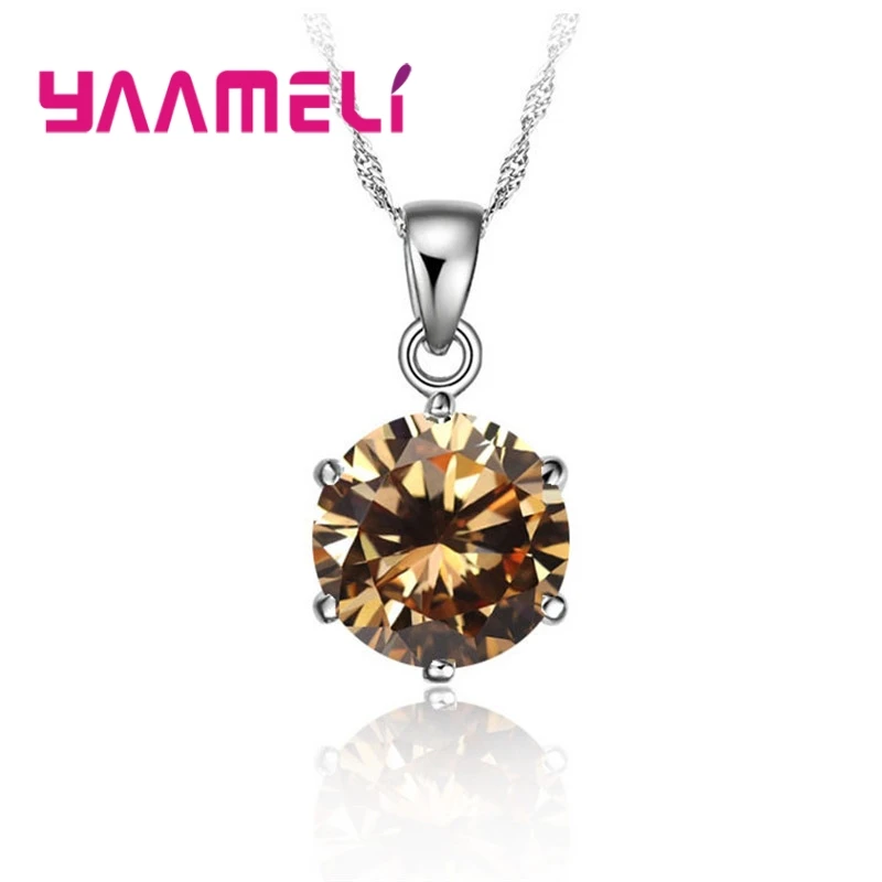 Cost Sale Nice 925 Sterling Silver Necklace Women Wedding Jewelry 6 Claw Cubic Zircon Pendant Engagement Accessories